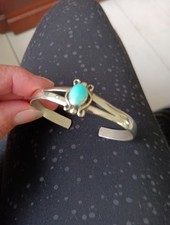 Vintage Navajo Turquoise And Silver Bracelet Bangle