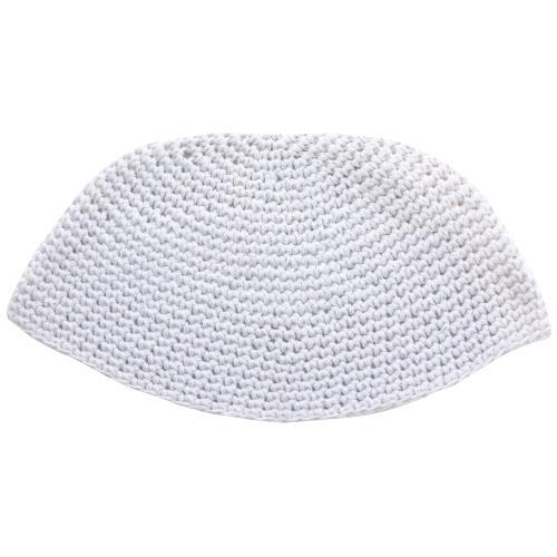 White knitted kippah yarmulke - white,