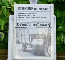 KRONE TURBO SHORTCHOP SILAGE WAGON OPERATING INSTRUCTION SPARE PART LIST 347-0 E