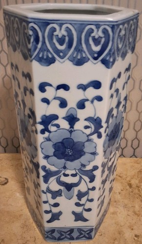 Vintage blue white hexagonal - blue, &
