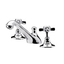 Nuie Beaumont Traditional 3 Tap Hole Basin Mixer Tap Cross Handles Bathroom Tap