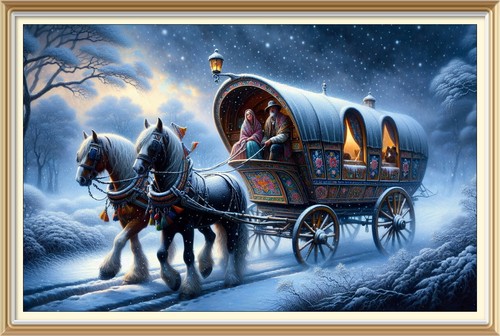 Winter landscape art print - winter,