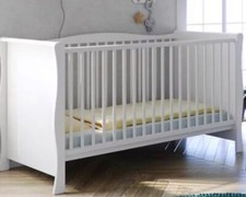Little Acorns Sleigh Cot Bed (no mattress) still in original boxes - White 