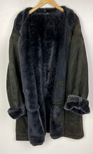 Real SHEARLING SHEEPSKIN COAT Size 3XL-4XL 50" Men`s Jacket Black Vintage