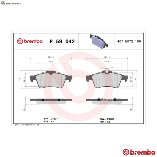 Brake pad set disc - , p