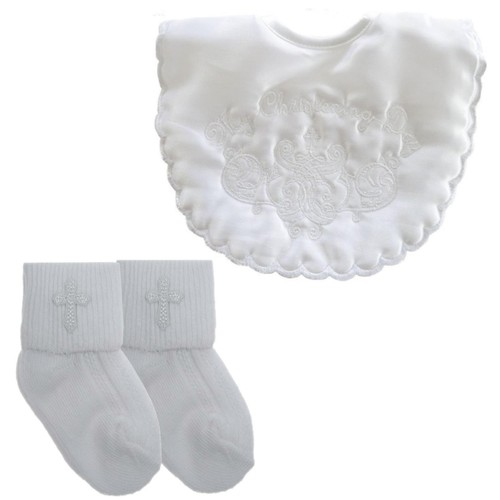 Baby christening set - baby, bib