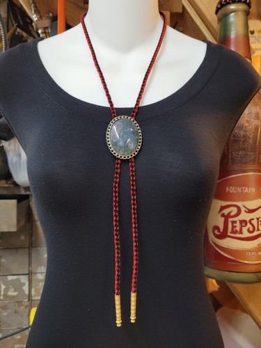 Vintage bolo tie moss agate - vintage, w