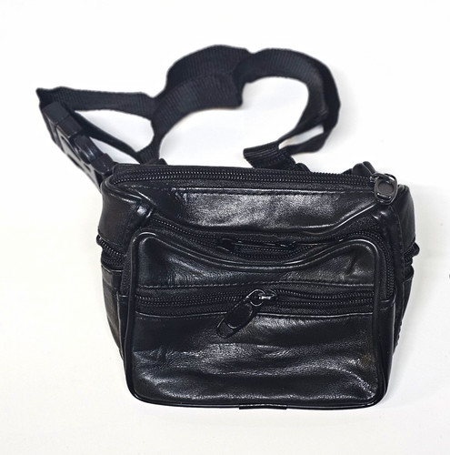 Black leather classic - black, bumbag