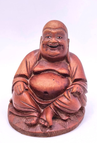 Wooden laughing buddha budai - wooden,
