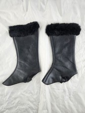 Ladies Black Gaiters Gay Gait Fur Trim Red Lining Antique Spats Vintage