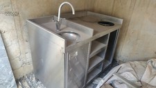 Stainless Steel Commercial Bar Counter Table ,Sink Bin hole W112 x D70 x H96