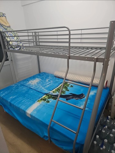 Metal triple bunk bed single - -,