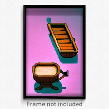 Pixel Art Poster - Wooden Barrow (8 Bit Psychedelic Trippy Video Game Print)