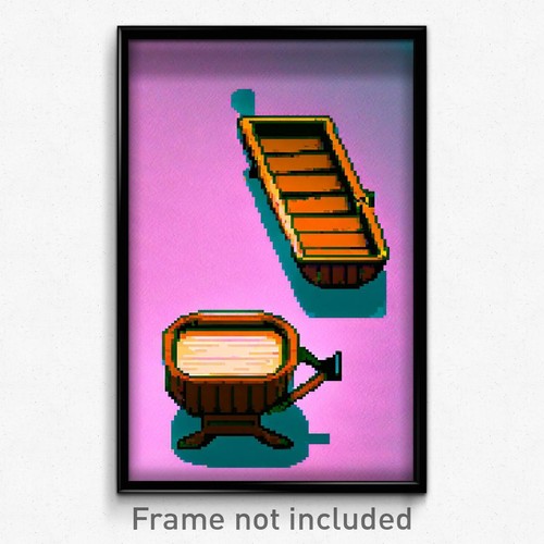 Pixel art poster wooden - poster,