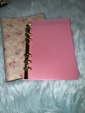 Pink Binder Insert for Coach Notebook cover- Gold Rings & Dashboard With Eyelet 