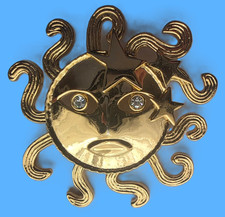 Butler & Wilson Brooch Vintage Large Sun Stars Metal and Crystals Stamped Boxed