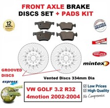 FOR VW GOLF 3.2 R32 4motion 2002-2004 FRONT AXLE BRAKE PADS + DISCS (334mm Dia)