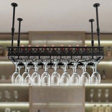 Ceiling Wine Glass Rack 35'' x 13" Hanging Wine Glass Rack Adjustable Bar
