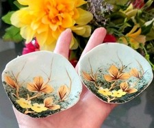 Antique Fine German Prussia ES Depon Floral Handpainted Saucer Dish Signed Stamp