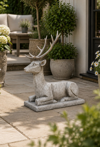 Large resin reclining stag - large,