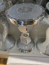 WHITE VENETIAN Mirrored Table Modern Flower Stand Bed Side Lamp Romany Mosaic