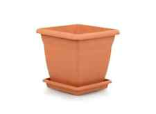 Terracotta Small Square Planter with Saucer 21cm 4.6 Litre