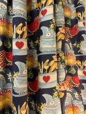 Pair of Vintage Jane Churchill Cotton Lined Curtains ea 48" W x 80" L