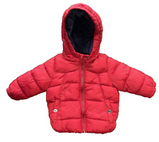 Zara Baby Boy Red Quilted Jacket & Hood Fleece Lined Size 6-9 Mths 74cm Kids