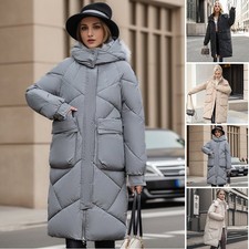 Women's Winter Long Parka Quilted Coat Hooded Ladies Warm Padded Puffer Jacket