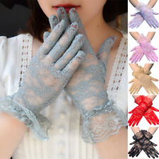 HOT 2/1pairs Womens Ladies Lace Gloves Flower Pattern Ruffle Short Wrist Wedding