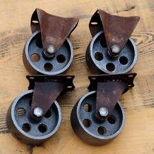 4 Cast Wheels 75mm Furniture Swivel/Trestle Castors Metal Retro Vintage Furniture Wheels Shabby.