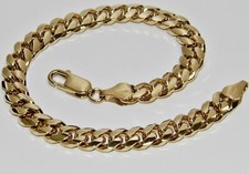 9ct Yellow Gold on Silver Ladies Cuban Curb Bracelet - 7.5 inch
