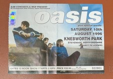Oasis Knebworth used Gig Ticket Stub Saturday 10th August 1996 Concert decent