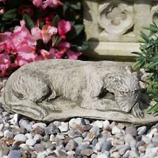 Laying Lurcher Stone Statue | Greyhound Whippet Animal Garden Outdoor Ornament