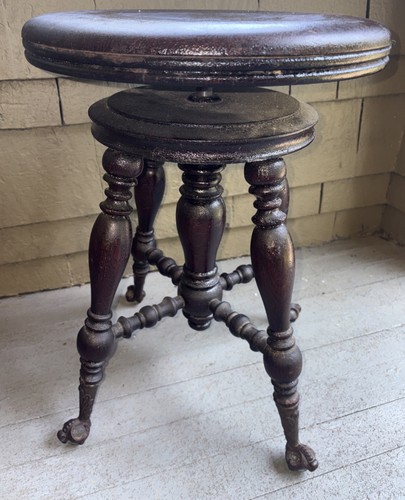 Antique oak adjustable piano - antique,