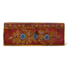 Vintage Metal Indian Hand Painted Travel Trunk Chest