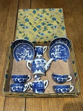 Early Willow Pattern Dolls Tea Set In Original Box