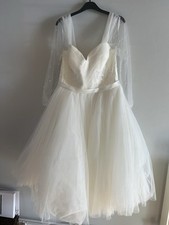 WED2B Niamh Tea-Length Wedding Dress With Detachable Sleeves