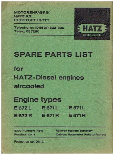 Hatz e571l e671l e672l r - hatz, e671l/r
