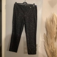 ROBELL Black Trousers BELLA Bengaline Stretch Slim (UK 20) Casual **NEW