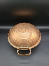Vintage Cataplana 11” Hammered Copper Tin Lined Pan-Portugal Steamer 