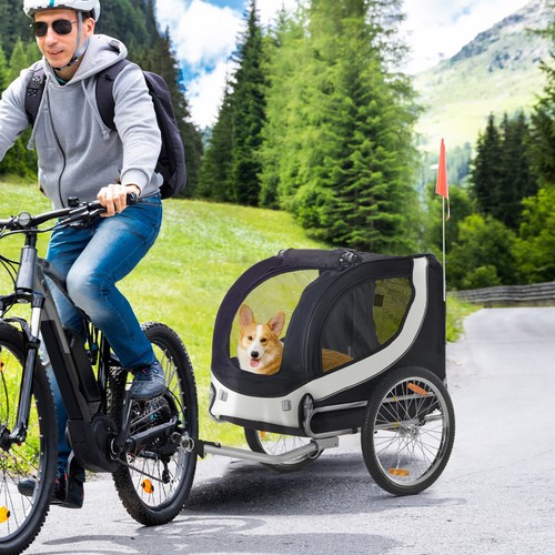 Pet bicycle trailer - bicycle, dog