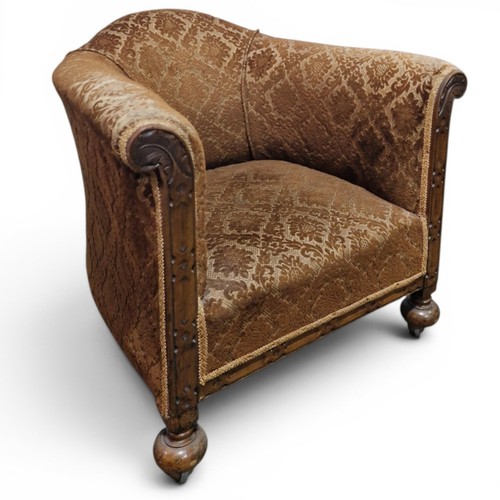 Antique oak tub armchair - oak, arts
