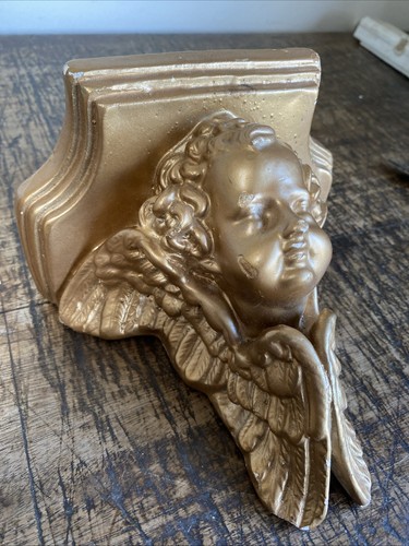 Vintage gilt plaster cherub - vintage,