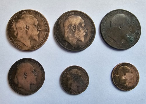 Edward vii coins penny half - penny,,