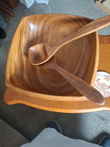 Large vintage wooden salad - wooden,
