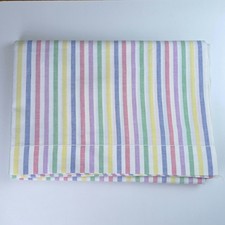 Single Flat Bed Sheet CANDY STRIPED Cotton Approx 238cm x 172cm Fab Condition #2