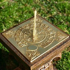 20cm Square Polished Brass Four Seasons Garden Sundial