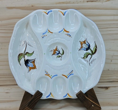 Devilled egg plate with floral - egg,