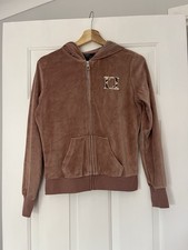 Lipsy Size 10 Pink Velour Jacket / Cardigan / Tracksuit Top - Gold Sequin Logo